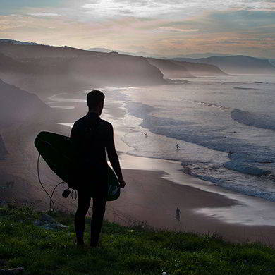 Surfing on the Basque coast